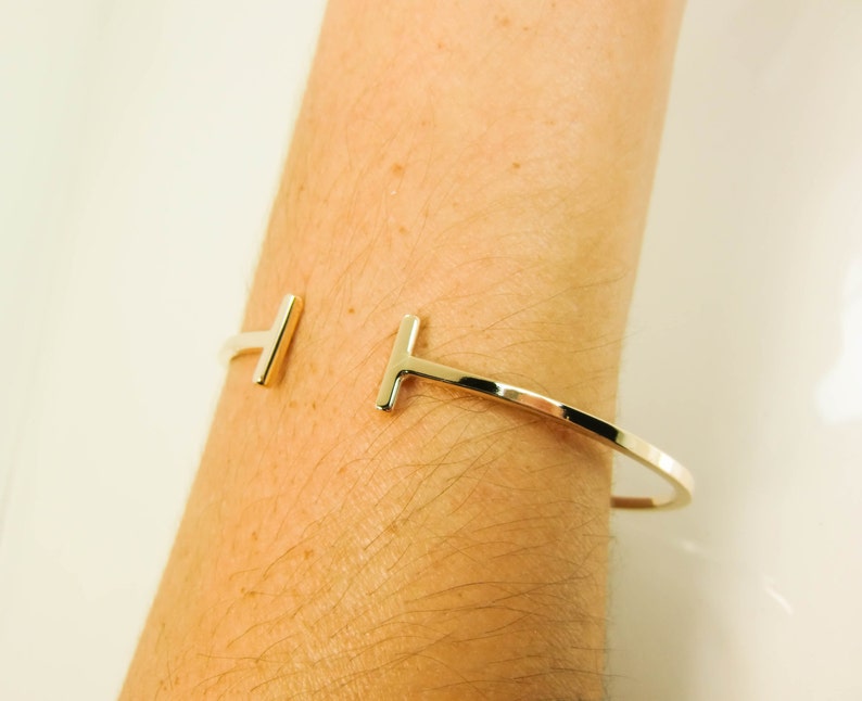 14 Karat Gold Cuff Real 14K Square Wire Cuff Pure 14K Gold Etsy