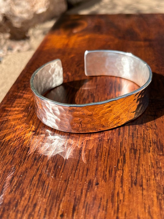 Wide Sterling Silver Cuff Bracelet – Plain Silver Band - 5/8
