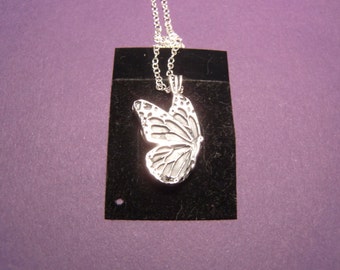 Fine Silver Butterfly Necklace - Handmade PMC Fine Silver Butterfly - Silver Butterfly Pendant W/ Chain - Butterflies