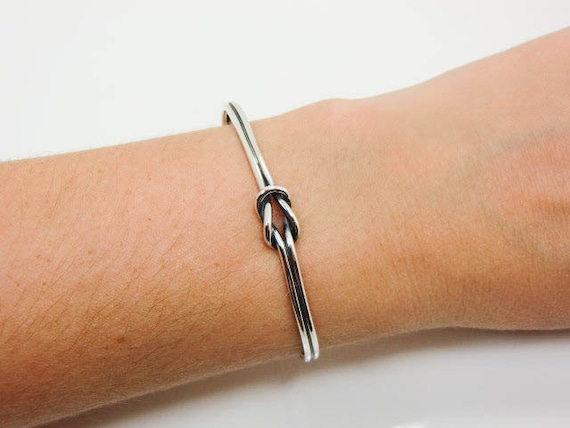 Sterling Silver Sailor's Love Knot Design Cuff Bangle Bracelet Sterling Silver Sailor's Love Knot Design Cuff Bangle Bracelet
