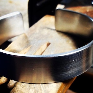 Mens Sterling Silver Cuff - Silver Thick Cuff - 5/8&quot; Wide Sterling Cuff Bracelet - Plain Sterling Silver Wide Cuff