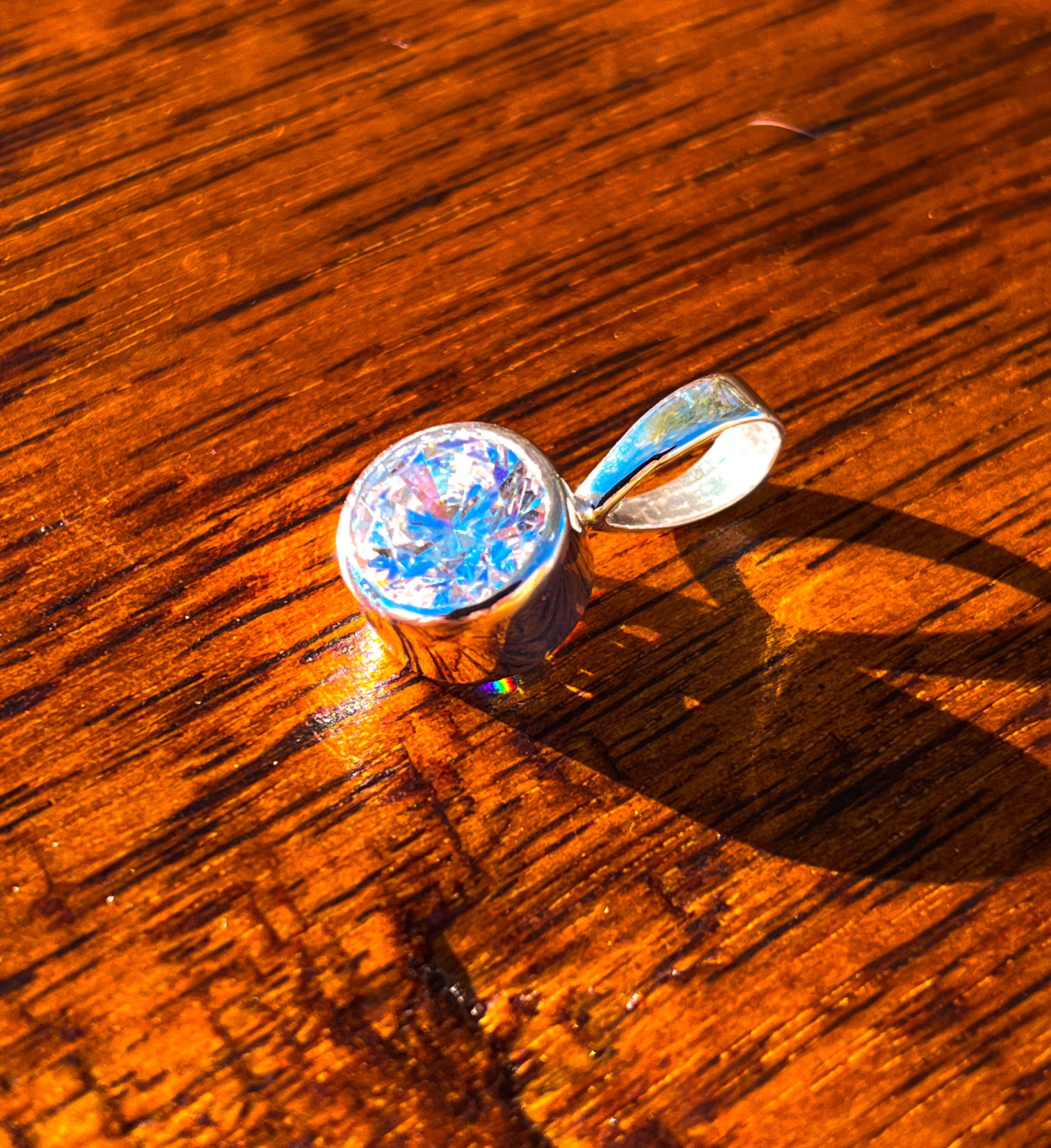 Sterling Silver and CZ Pendant - 8mm Colorless CZ Pendant Sterling Silver and CZ Pendant - 8mm Colorless CZ Pendant