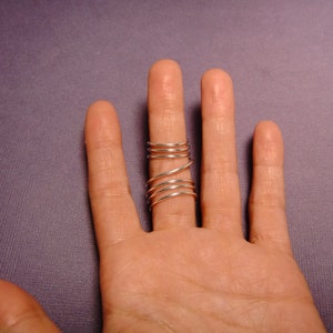 Sterling Silver Full Finger Spiral Ring Full Finger Wrap Ring Silver Statement Ring Handmade Spiral Rings Stacking Ring image 3