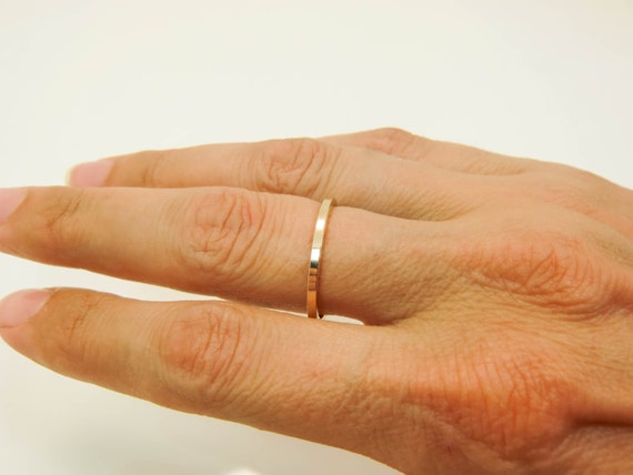 14K Gold Ring Plain Jane Gold Ring Simple 14K Yellow Gold Ring 14 Karat Gold Plain Square Band
