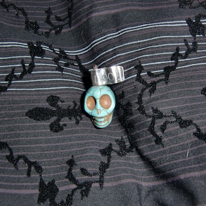 Handmade Sterling Silver and Howlite Halloween Skull Pendant - Halloween Skulls - Skull