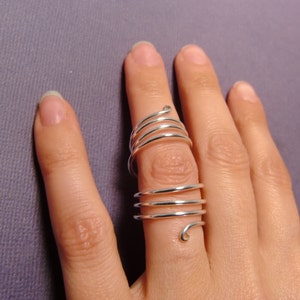 Sterling Silver Full Finger Spiral Ring Full Finger Wrap Ring Silver Statement Ring Handmade Spiral Rings Stacking Ring image 5