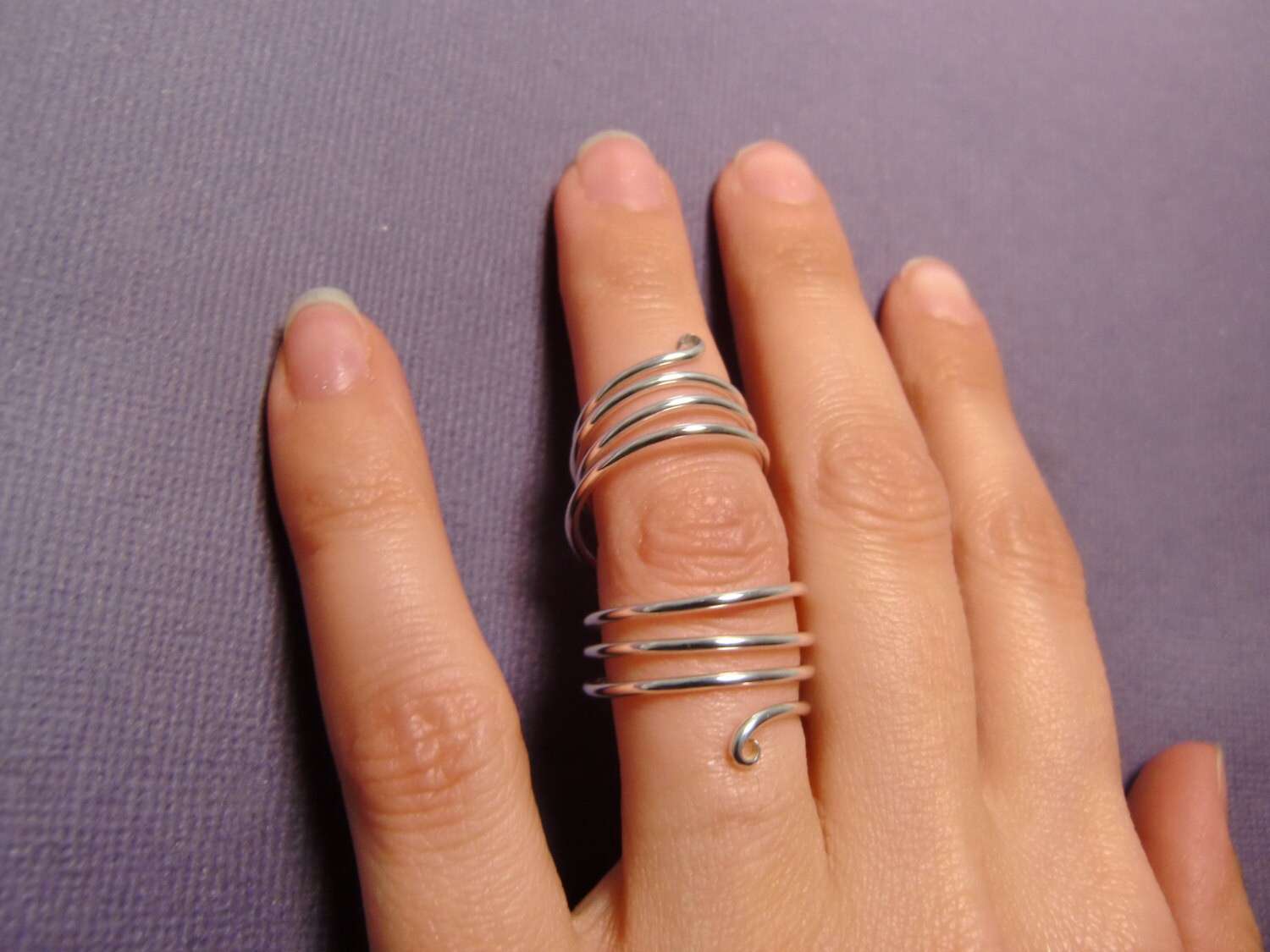 Sterling Silver Full Finger Spiral Ring Full Finger Wrap Etsy