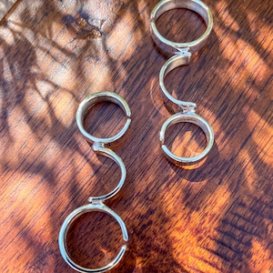 Sterling Silver Buddy Splint - 2.5 Buddy Splint - Three Finger Buddy Splint - Silver Two and  a Half Buddy Splint - Silver 2.5 Finger Buddy