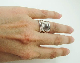 Sterling Silver Stacking Rings - Set of 12 Silver Stacking Rings - Silver Stacker Ring Set - Big Set Stacking Rings - Silver Stack Set