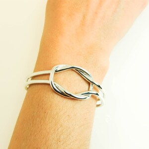 Sterling Silver Cuff - Silver Double Knot Cuff - Sterling Love Knot Cuff - Sailors Knot Cuff - Thick Love Knot
