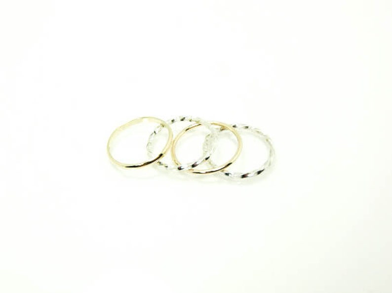 Real Gold & Sterling Silver Stacking Ring Set Gold Stacking Etsy