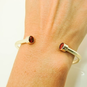 14K Gold and Ruby Cuff - Thick 14K and Chatham Ruby Cuff - 6mm Ruby and Gold Cuff