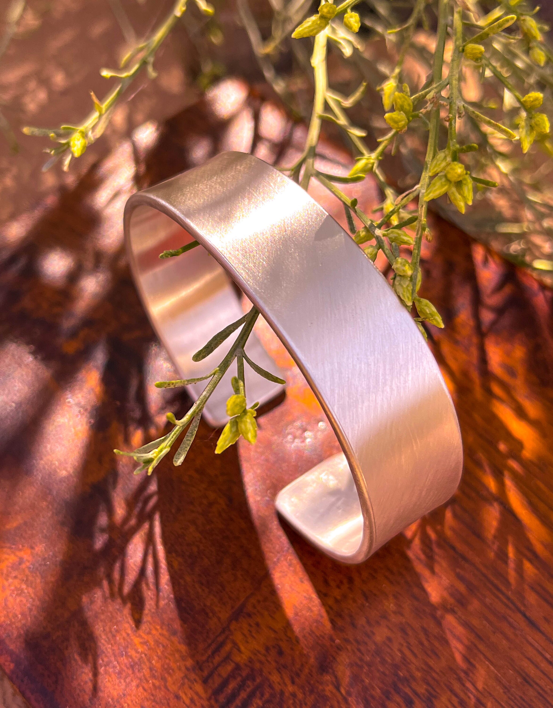 Wide Sterling Silver Cuff Bracelet – Plain Silver Band - 5/8 