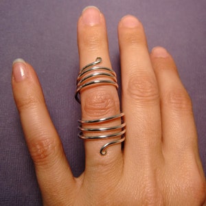 Sterling Silver Full Finger Spiral Ring Full Finger Wrap Ring Silver Statement Ring Handmade Spiral Rings Stacking Ring image 2