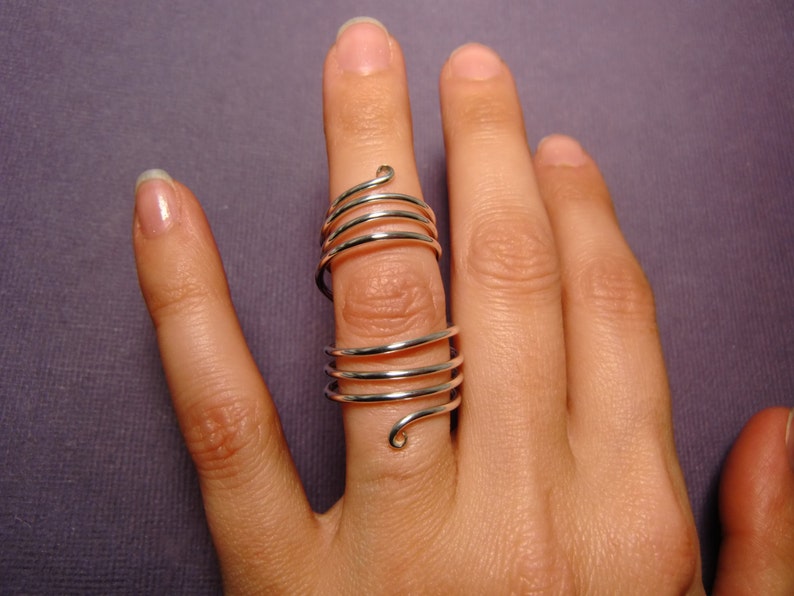 Sterling Silver Full Finger Spiral Ring Full Finger Wrap Ring Silver Statement Ring Handmade Spiral Rings Stacking Ring image 2