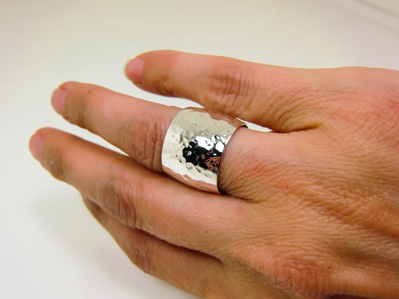 Wide Silver Ring Sterling Silver Statement Ring Super Wide Etsy