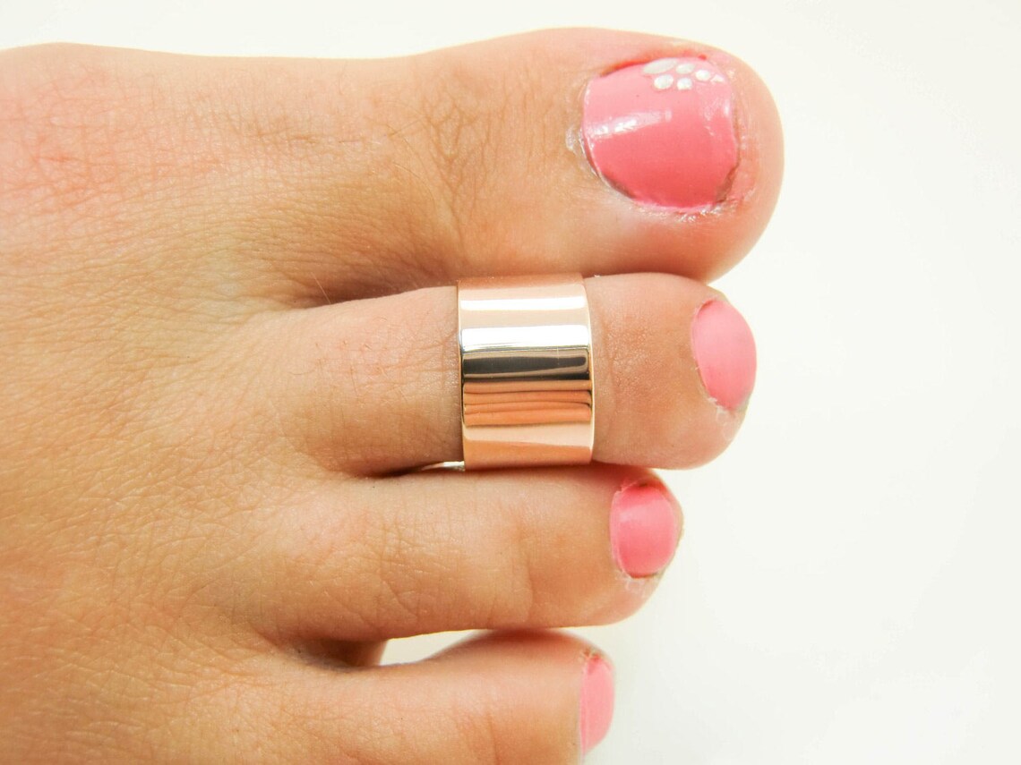 14K Rose Gold Wide Toe Ring Real 14 Karat Rose Gold Toe Ring Etsy Canada