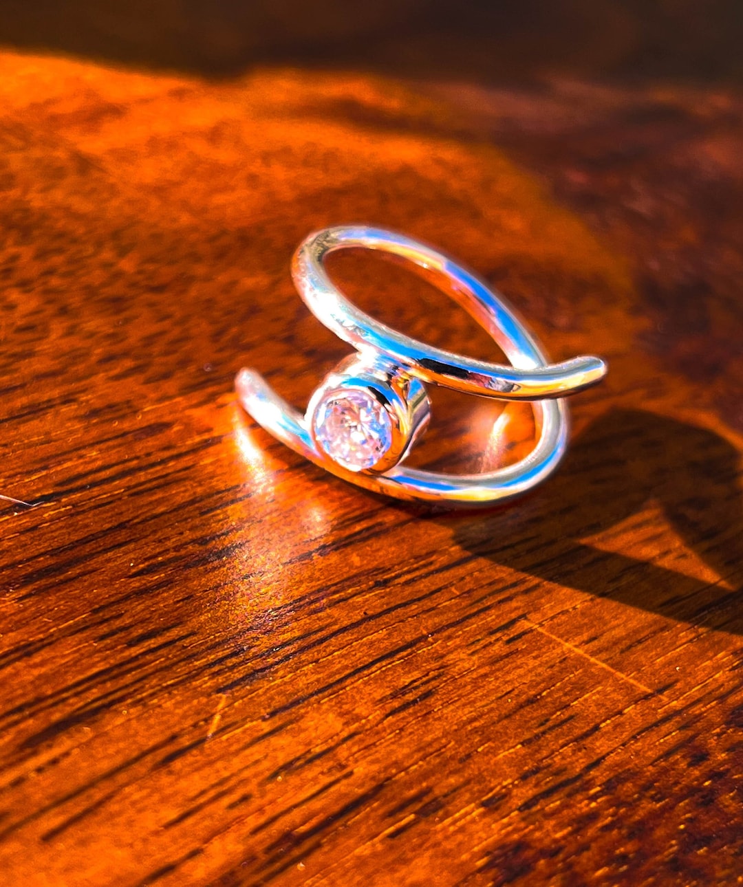 925 Sterling Silver Zircon Bypass Ring For Women Elegant Inlaid Sparkle With Contemporary Craft main image 0