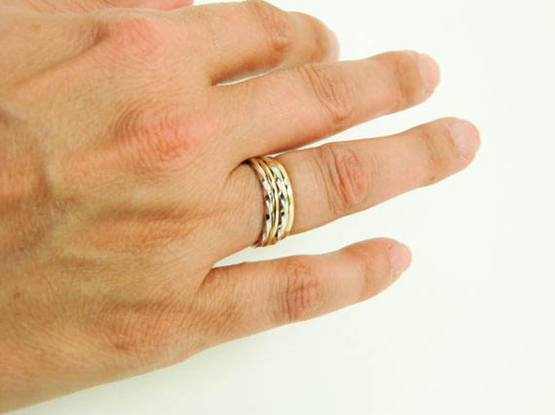 Real Gold & Sterling Silver Stacking Ring Set Gold Stacking Etsy