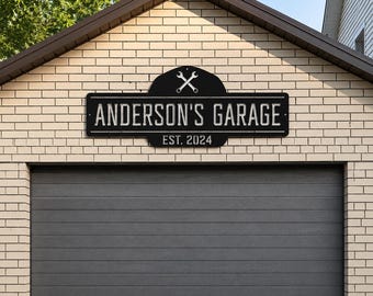 Custom Metal Garage Sign, Personalized Workshop Decor Sign, Ranch Style Name Sign, Est Papas Garage Sign