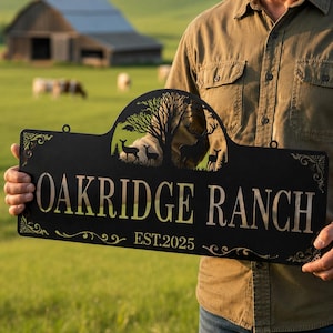 Large Custom Farm Sign, Cabin, Lodge, Ranch, Aluminum Metal, Outdoor Sign, Established Vintage Sign image 9