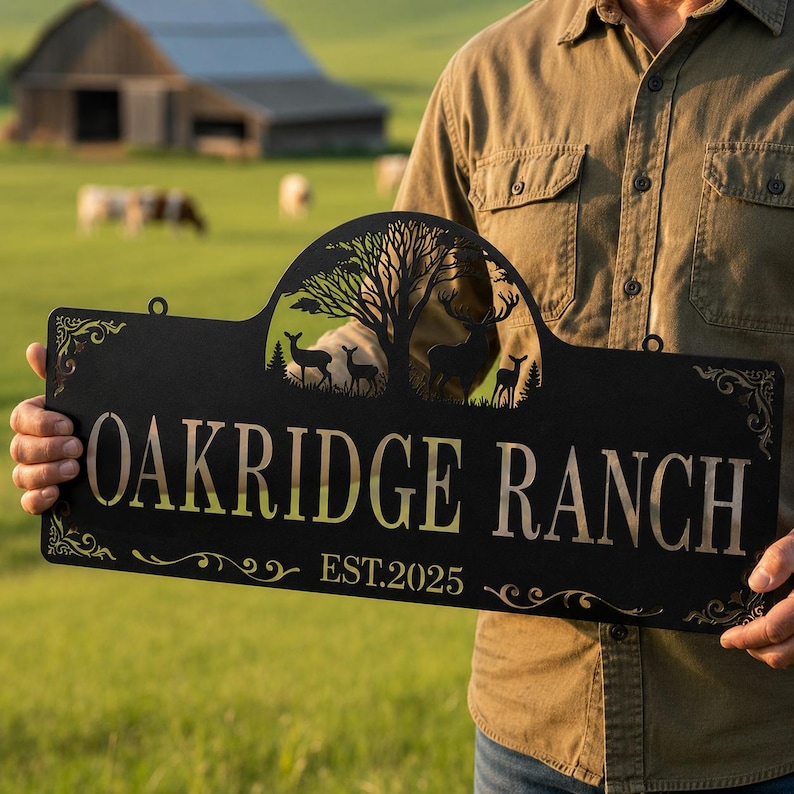 Large Custom Farm Sign, Cabin, Lodge, Ranch, Aluminum Metal, Outdoor Sign, Established Vintage Sign image 9