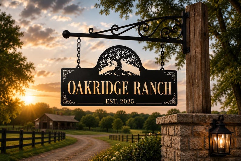 Large Custom Farm Sign, Cabin, Lodge, Ranch, Aluminum Metal, Outdoor Sign, Established Vintage Sign image 6