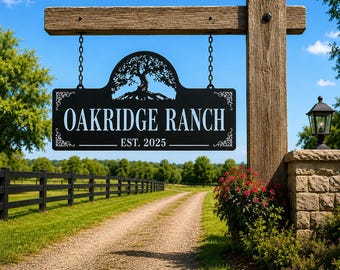 Large Custom Farm Sign, Cabin, Lodge, Ranch, Aluminum Metal, Outdoor Sign, Established Vintage Sign
