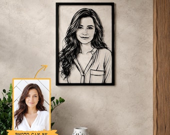 Custom Photo Metal Portrait, Family Portrait Drawn Laser Cut Sign, Wall Decor, Personalized Portrait from Photo, Anniversary Gifts