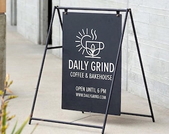 Custom Outdoor a Frame Hanging Metal Sidewalk Sign, Business Storefront Sign, Double Sided Metal Yard Sign, Shop Sign, Weatherproof Signage