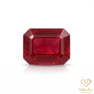 0.88 Ct Natural Purplish Red Ruby Emerald Cut Rectangular Loose Gemstone for Fine Jewelry
