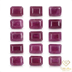 25.26 Ct Natural Ruby Parcel 16 Emerald Cut Pinkish Red Loose Gemstones