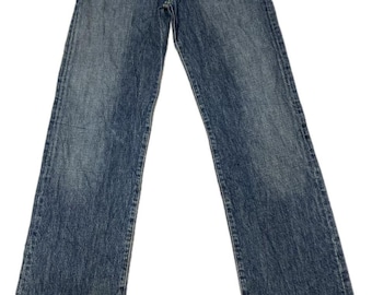Vintage Diesel Industry Jeans Tillverkade i Italien, Herr Raka Denimbyxor, Y2K Blekta Blåtvättade Jeans, Storlek W30