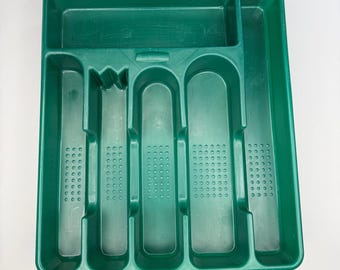 Organisateur de couverts Rubbermaid 2925 vintage, tiroir de cuisine, vert chasseur classique