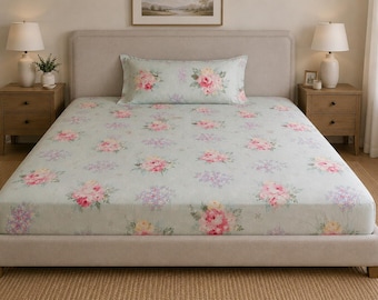 Vintage Ralph Lauren Cottage Lane Floral King Fitted Sheet w/ Single Pillowcase