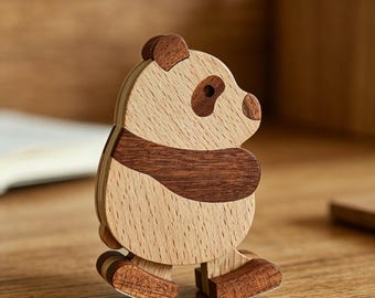 Handmade wooden walking panda toy, a self-propelled wooden toy with a ramp, Nursery decorations