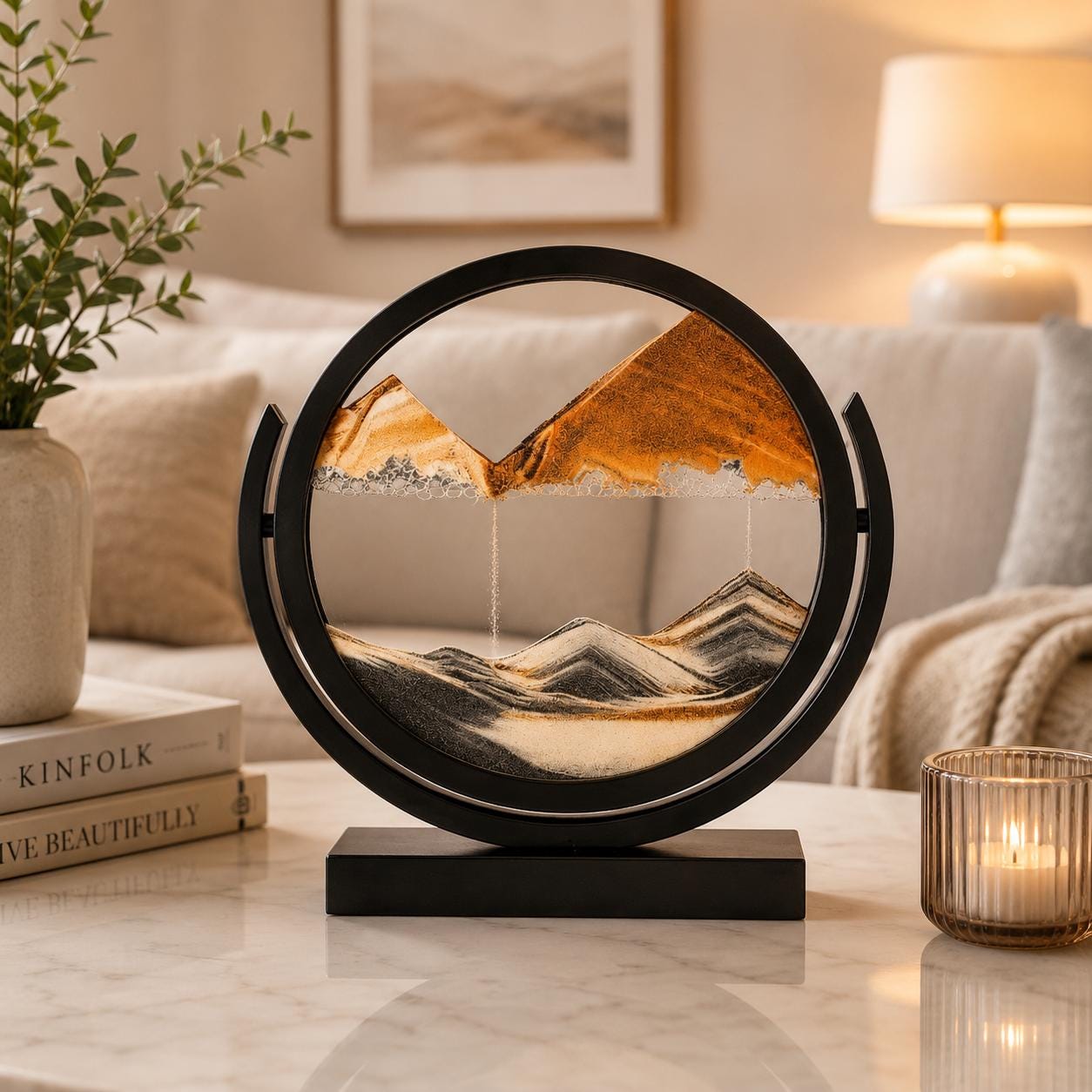 360 Degree Flipping Quicksand Painting Mountain Landscape Sand Art