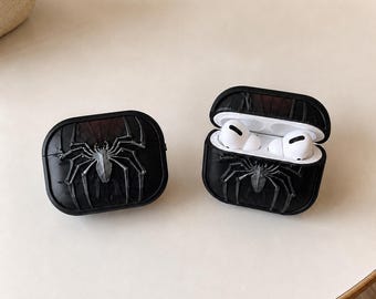 Gothic Spider AirPods Case, Black Retro Web TPU Cover, Protective AirPods 1-4 Pro