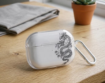Clear Dragon AirPods Pro Case with Clip, Protective Earbuds Cover
