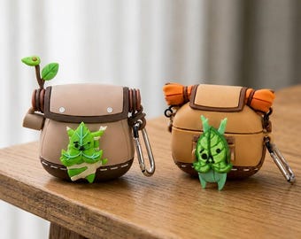 Whimsical Leaf AirPods Case, Forest Bag Earbuds Cover, Kawaii Plant Keychain, Silicone Earphone Case