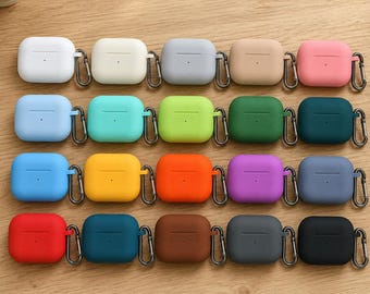 Silicone AirPods Pro Case, Soft Matte Protective Cover with Carabiner