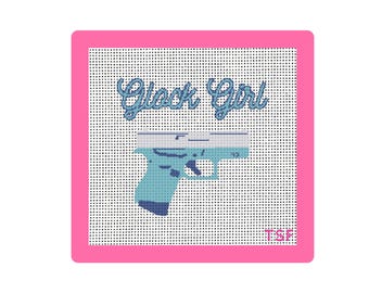 G43 - Teal GG | Needlepoint Canvas | 13 Mesh | 18 Mesh | Hand Painted | Printed