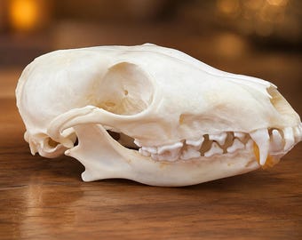 Real Red Fox Skull Specimen - Cleaned Natural Bone for Anatomical Study or Art Supply.