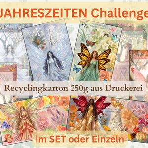 SPARSPIEL JAHRESZEITEN mit Tracker, einzeln oder im SET, spielend sparen, floral bunt Fee, Challenge, Budget Binder A6, Recycling Karton