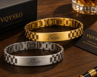 Bracelet gourmette personnalisé Homme en Acier Titane – Style Luxe & Business