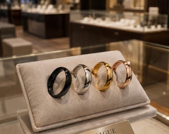 Anillo de acero inoxidable para hombre y mujer, anillo minimalista, alianza de boda moderna, regalo para parejas, joyería elegante.