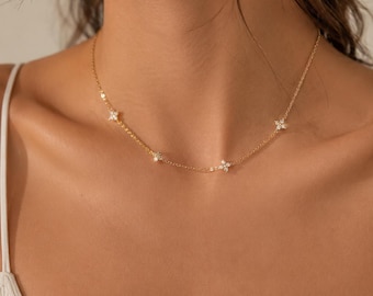 Collar con estrella dorada para mujer, collar de acero inoxidable