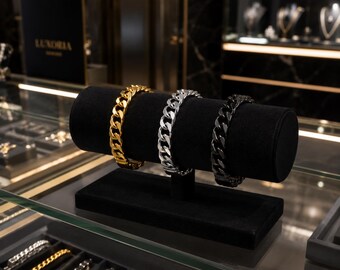 Cubaanse schakelarmband van roestvrij staal – Unisex armband voor mannen en vrouwen – Trendy sieraden voor stellen in goud, zilver of zwart