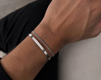 Pulsera de cadena cubana de 3 mm para hombre – Pulsera ajustable de acero inoxidable – Regalo para hombre