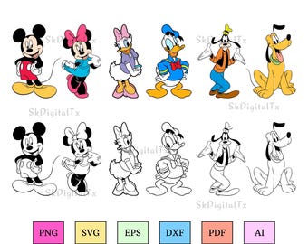 Mouse and Friends Svg Bundle, Cartoon Friends Png Bundle, Magical Vacation Clipart, Kids Birthday Shirt Design, Svg Files for Cricut